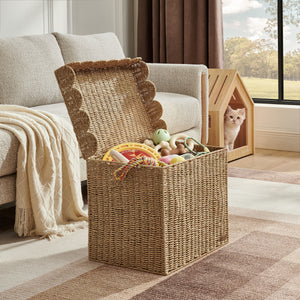 Sam's Pets Nest & Fetch 19"  Wicker Storage Chest in Natural Oak