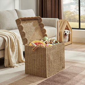 Sam's Pets Nest & Fetch 19"  Wicker Storage Chest in Natural Oak