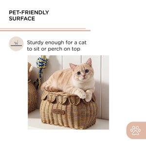 Sam's Pets Nest & Fetch 11"&14" Rattan Storage Basket Set in  Brown Oak