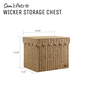 Sam's Pets Nest & Fetch 19"  Wicker Storage Chest in Natural Oak