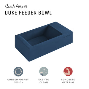 Sam's Pets Concrete Duke Pet Bowl 13'' In Navy Blue