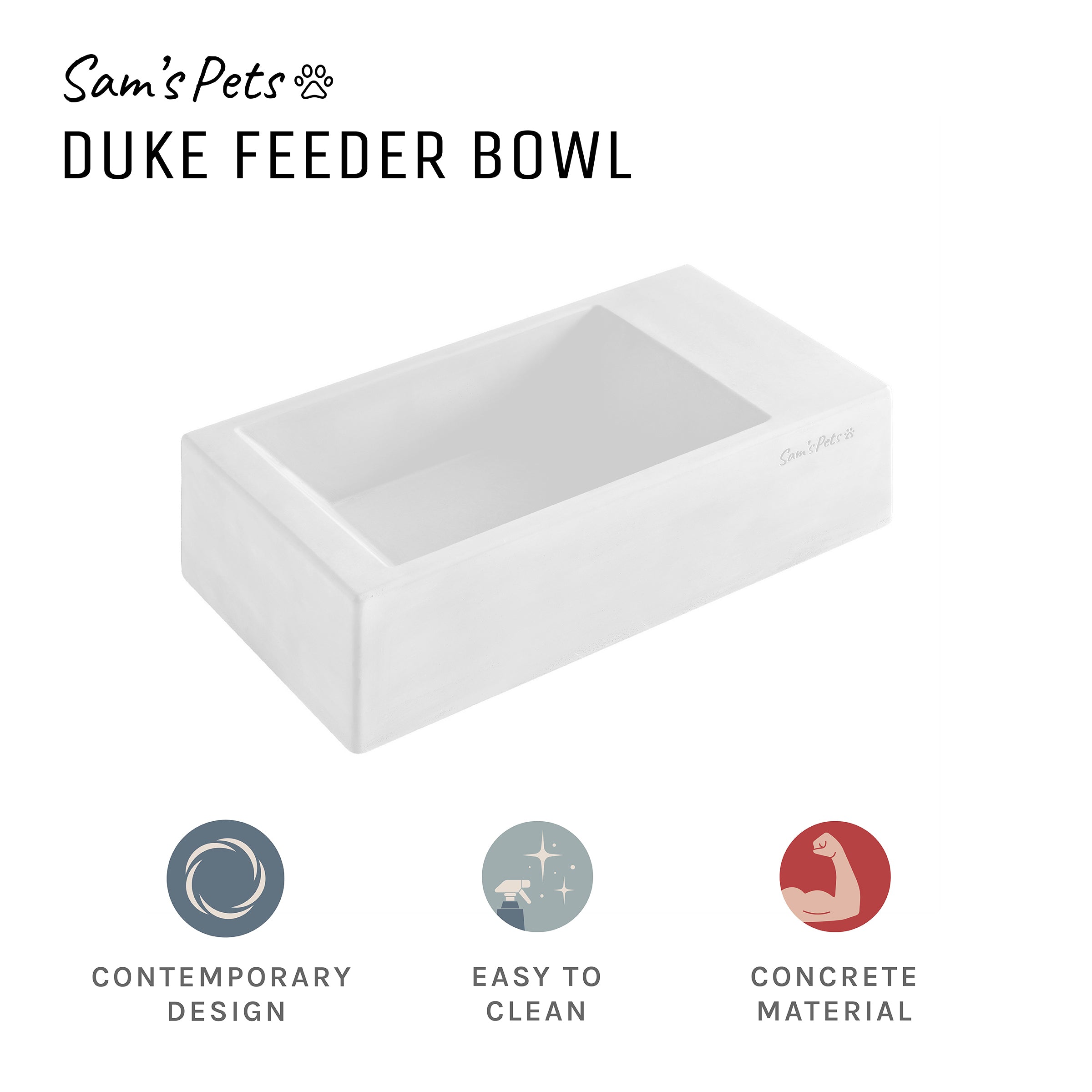 Sam's Pets Duke Pet Bowl 13'' In Sand White