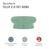 Sam's Pets Short Tulip 2.0 Pet Bowl in Glossy Mint