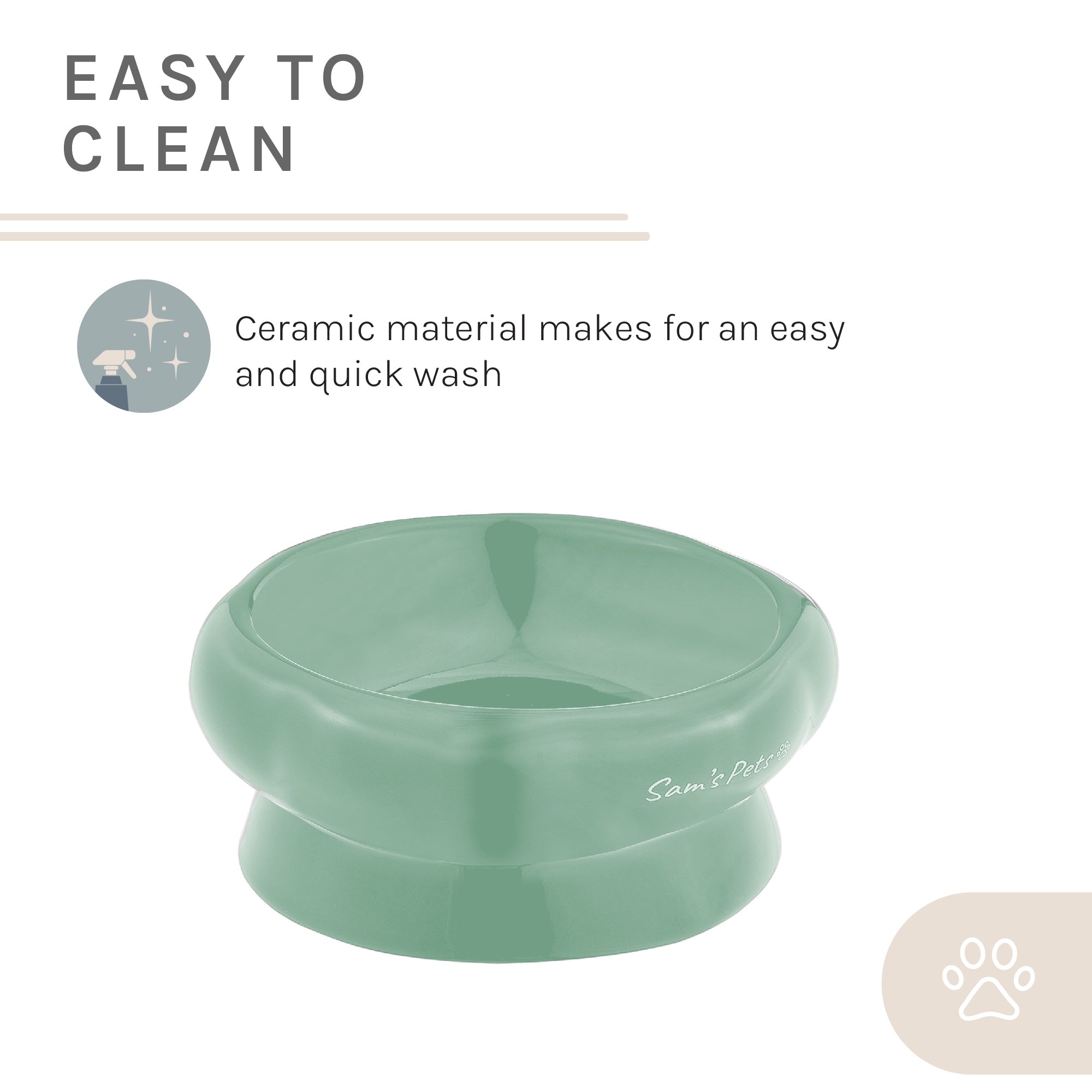 Sam's Pets Short Tulip 2.0 Pet Bowl in Glossy Mint