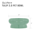 Sam's Pets Short Tulip 2.0 Pet Bowl in Glossy Mint