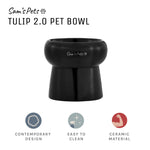 Sam's Pets Tall Tulip 2.0 Pet Bowl in Glossy Black