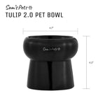 Sam's Pets Tall Tulip 2.0 Pet Bowl in Glossy Black