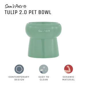 Sam's Pets Tall Tulip 2.0 Pet Bowl in Glossy Mint