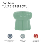 Sam's Pets Tall Tulip 2.0 Pet Bowl in Glossy Mint