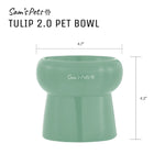 Sam's Pets Tall Tulip 2.0 Pet Bowl in Glossy Mint