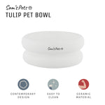 Sam's Pets Tall Tulip Pet Bowl In Glossy White