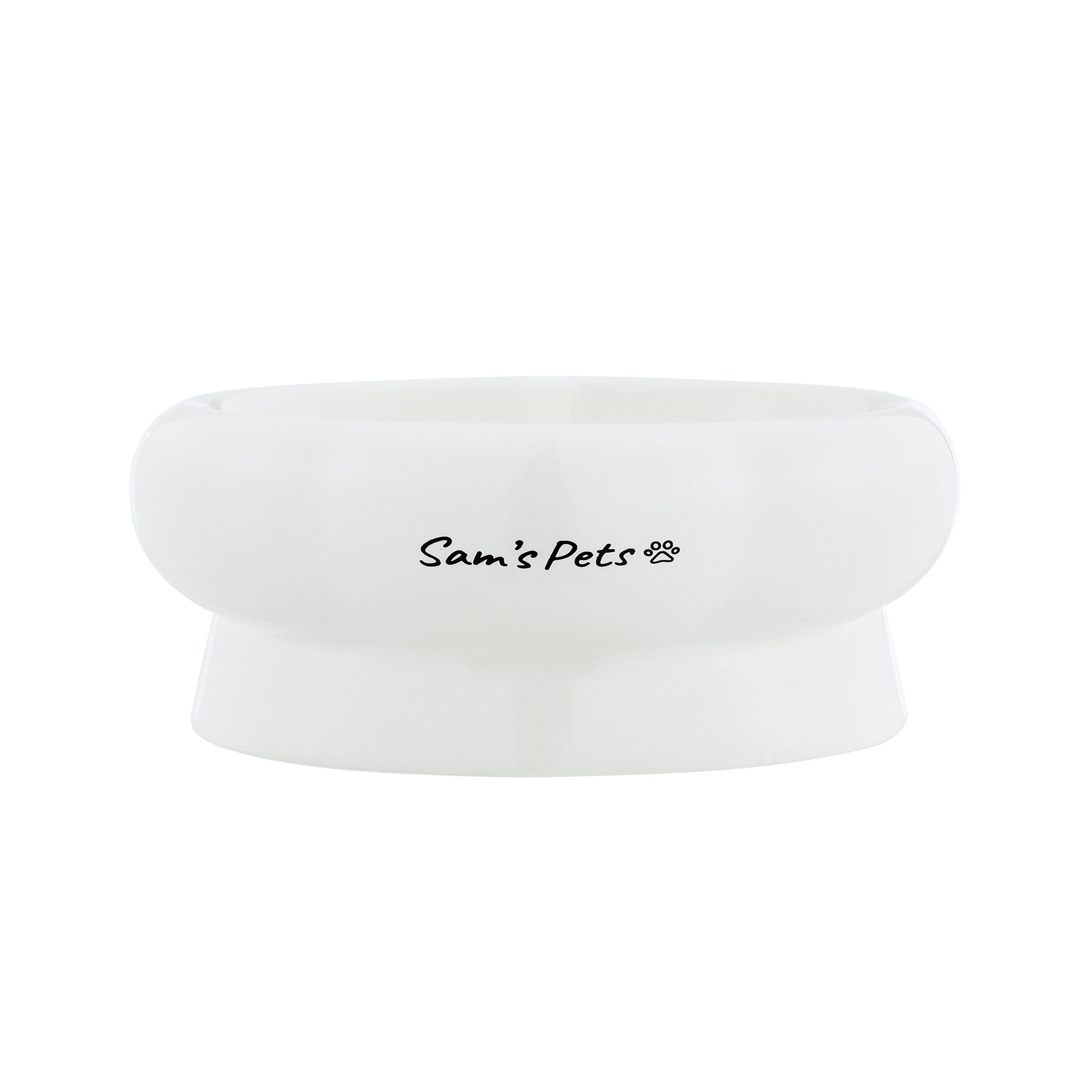 Sam's Pets Short Tulip 2.0 Pet Bowl in Glossy White