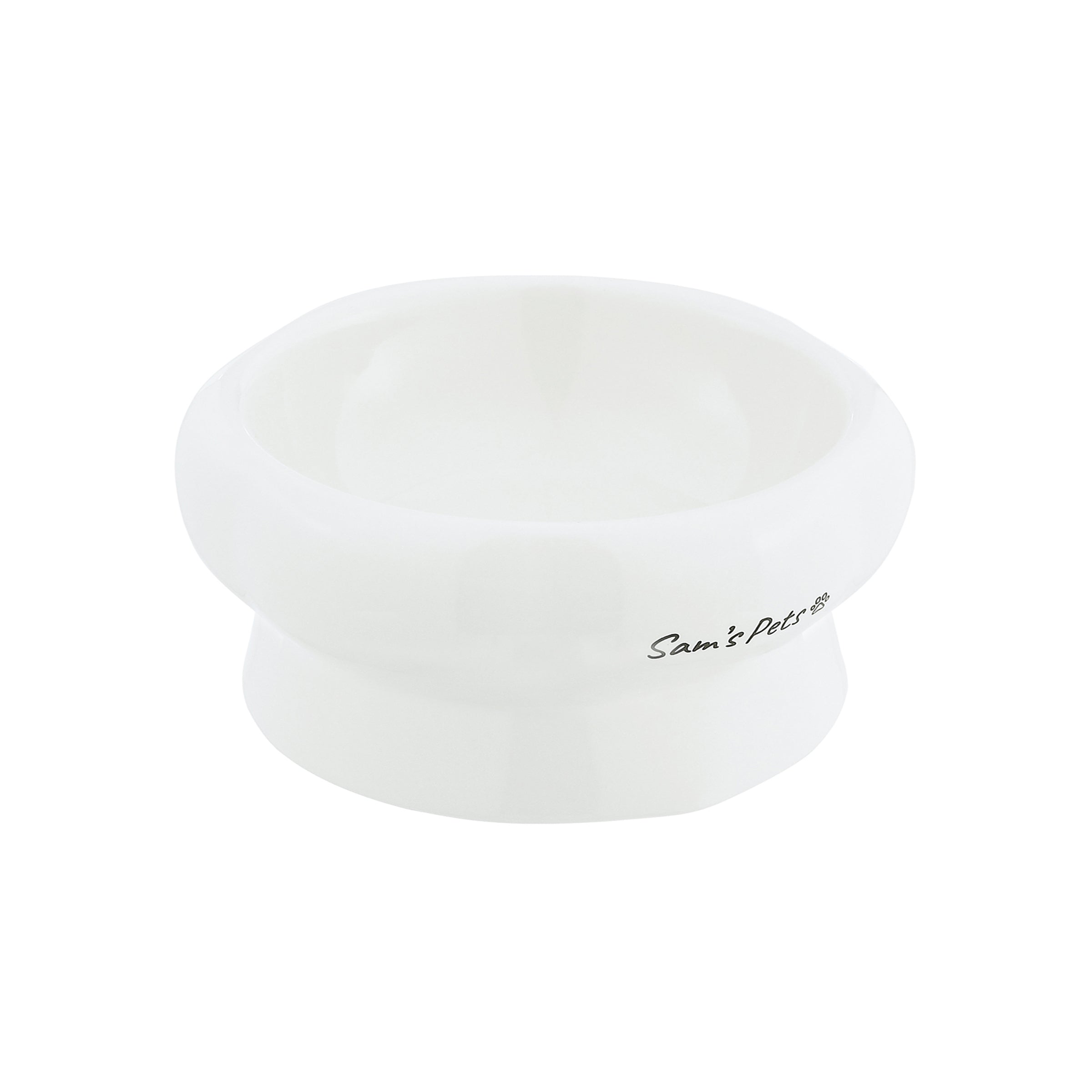 Sam's Pets Short Tulip 2.0 Pet Bowl in Glossy White