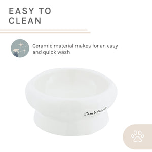 Sam's Pets Short Tulip 2.0 Pet Bowl in Glossy White