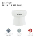 Sam's Pets Tall Tulip 2.0 Pet Bowl in Glossy White