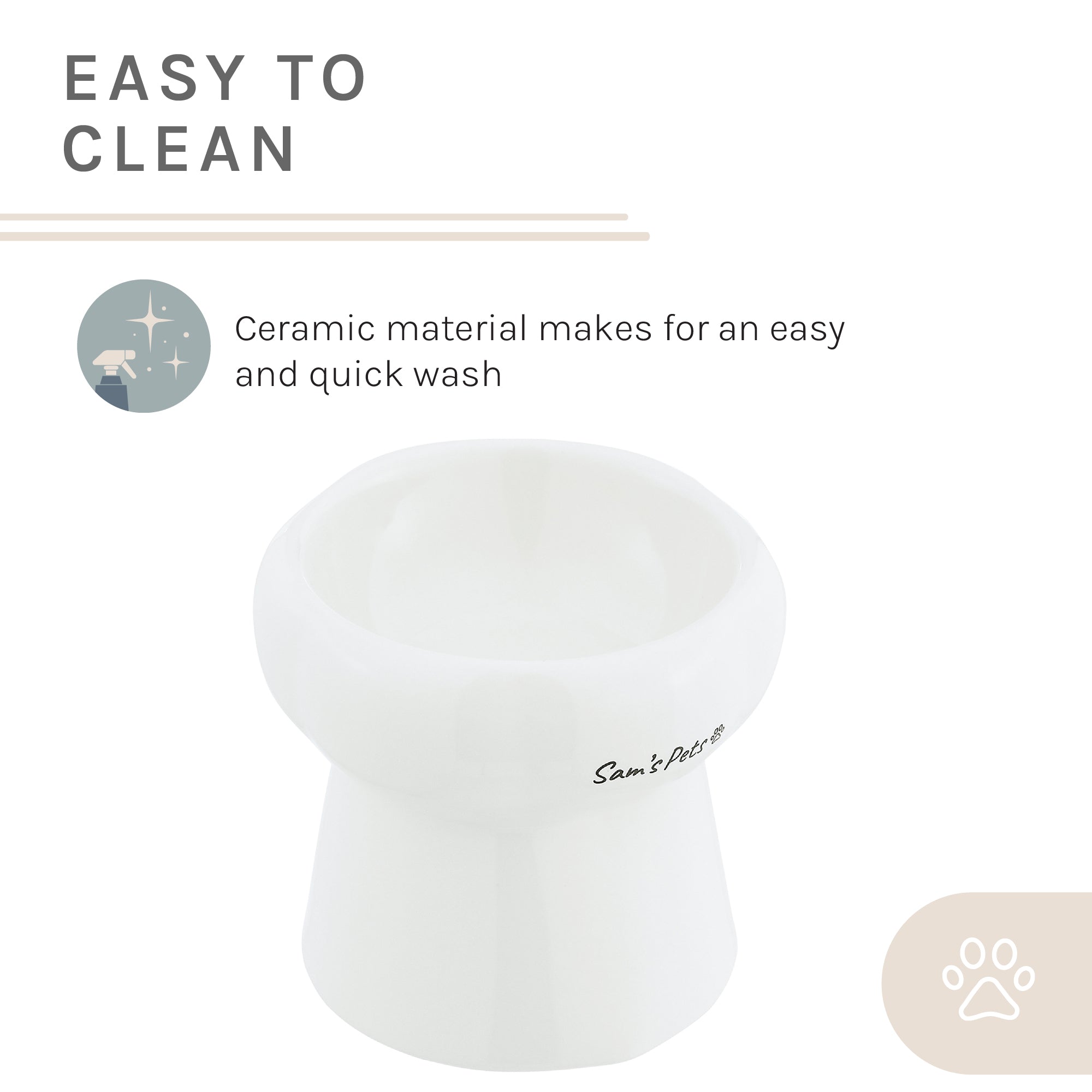 Sam's Pets Tall Tulip 2.0 Pet Bowl in Glossy White