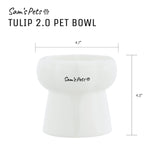 Sam's Pets Tall Tulip 2.0 Pet Bowl in Glossy White