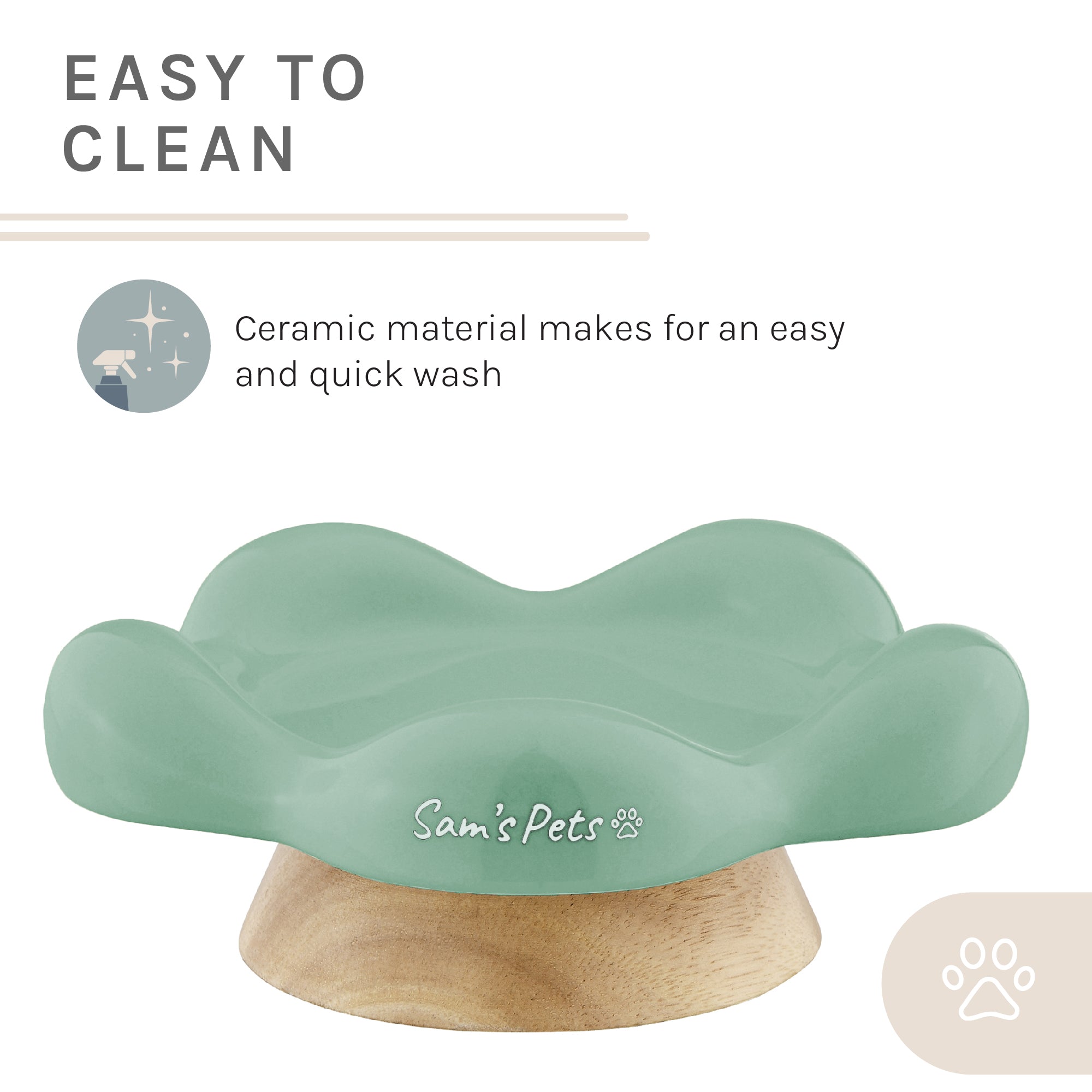 Sam's Pets Daisy Oak Stand Pet Bowl In Glossy Mint