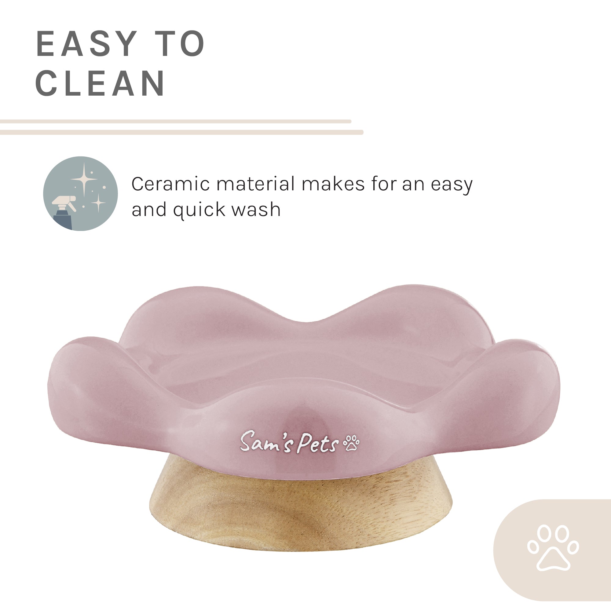 Sam's Pets Daisy Oak Stand Pet Bowl In Glossy Pink