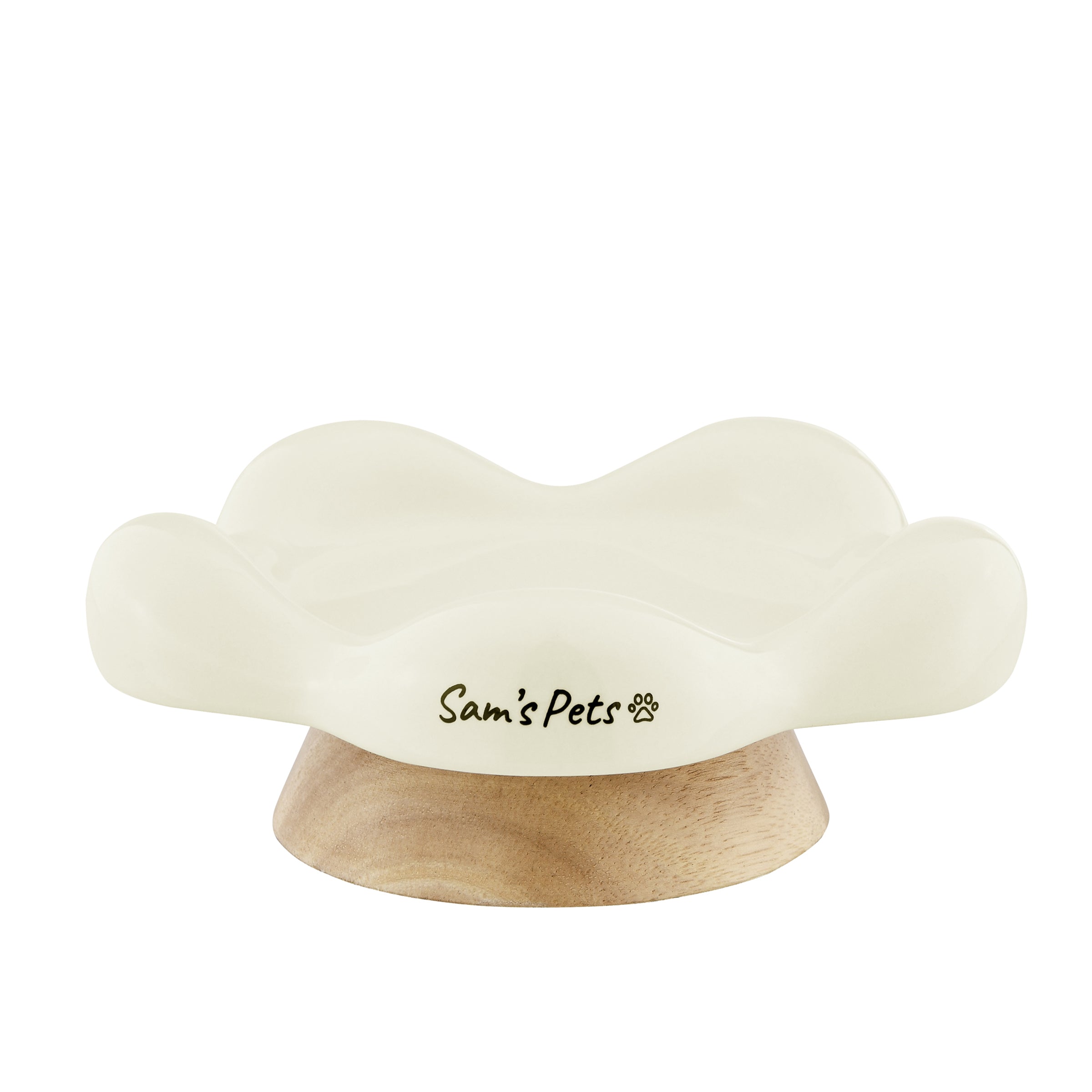 Sam's Pets Daisy Oak Stand Pet Bowl In Glossy White