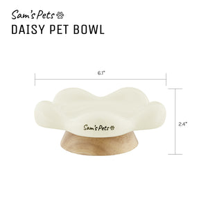 Sam's Pets Daisy Oak Stand Pet Bowl In Glossy White