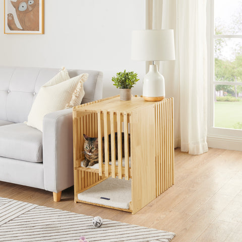 Sam's Pets Yves Rectangle Cat Tower in Natural oak