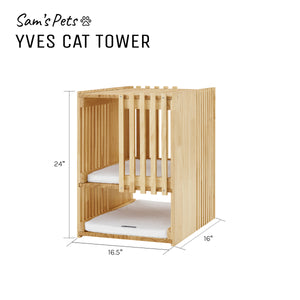 Sam's Pets Yves Rectangle Cat Tower in Natural oak