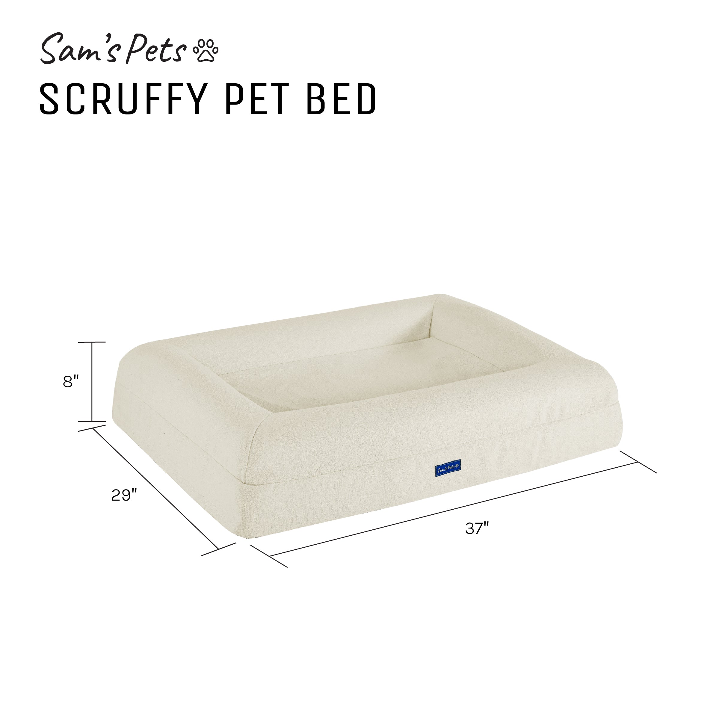 Sam's Pets Scruffy Orthopedic Dog Bed 30" In Cream