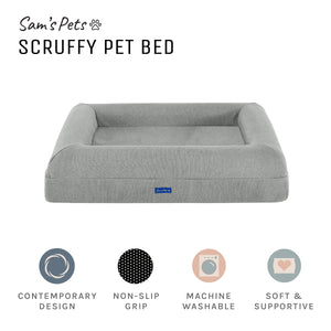 Sam's Pets Scruffy Orthopedic Dog Bed 30" In Light Gray