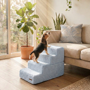 Sam’s Pets Étoile 4-Step Bouclé Pet Stairs In Blue