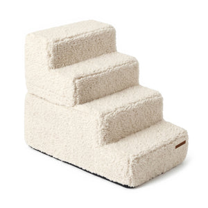 Sam’s Pets Étoile 4-Step Bouclé Pet Stairs – Cream