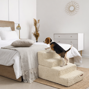 Sam’s Pets Étoile 4-Step Bouclé Pet Stairs – Cream