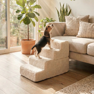 Sam’s Pets Étoile 4-Step Bouclé Pet Stairs – Cream