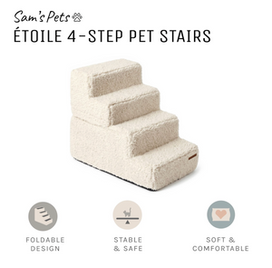 Sam’s Pets Étoile 4-Step Bouclé Pet Stairs – Cream