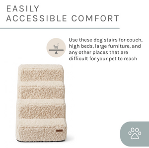 Sam’s Pets Étoile 4-Step Bouclé Pet Stairs – Cream