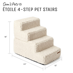 Sam’s Pets Étoile 4-Step Bouclé Pet Stairs – Cream
