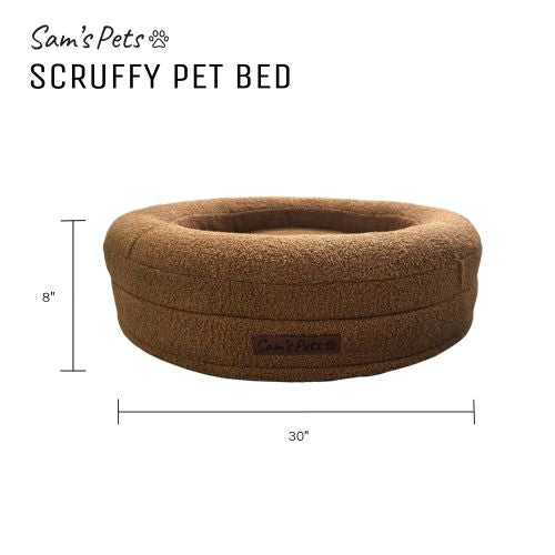 Sam's Pets Scruffy 30" Round Orthopedic Dog Bed In Brown