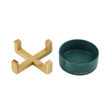 Coco Single Pet Bowl With Wood Stand 5.11 In Green