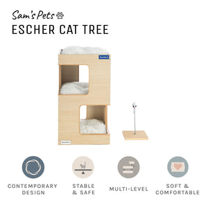 Escher Cat Tree 23.5'' In White Oak