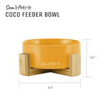 Coco Single Pet Bowl With Wood Stand 5.11 In Yellow