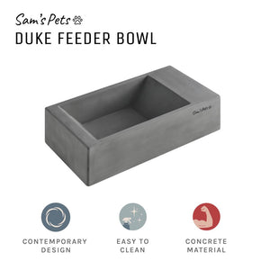 Sam's Pets Concrete Duke Pet Bowl 13'' In Dark Grey