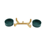 Coco Dual Pet Bowl With Wood Stand 5.11 In Green