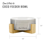 Coco Single Pet Bowl With Wood Stand 5.11 In Light Gray