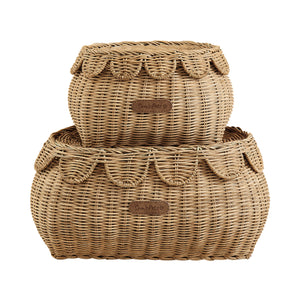 Sam's Pets Nest & Fetch 11"&14" Rattan Storage Basket Set in  Brown Oak