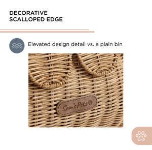 Sam's Pets Nest & Fetch 11"&14" Rattan Storage Basket Set in  Brown Oak