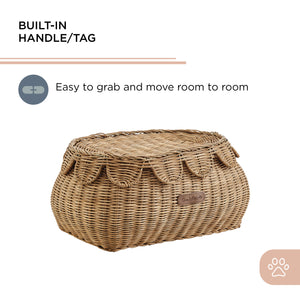 Sam's Pets Nest & Fetch 11"&14" Rattan Storage Basket Set in  Brown Oak