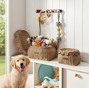 Sam's Pets Nest & Fetch 11"&14" Rattan Storage Basket Set in  Brown Oak