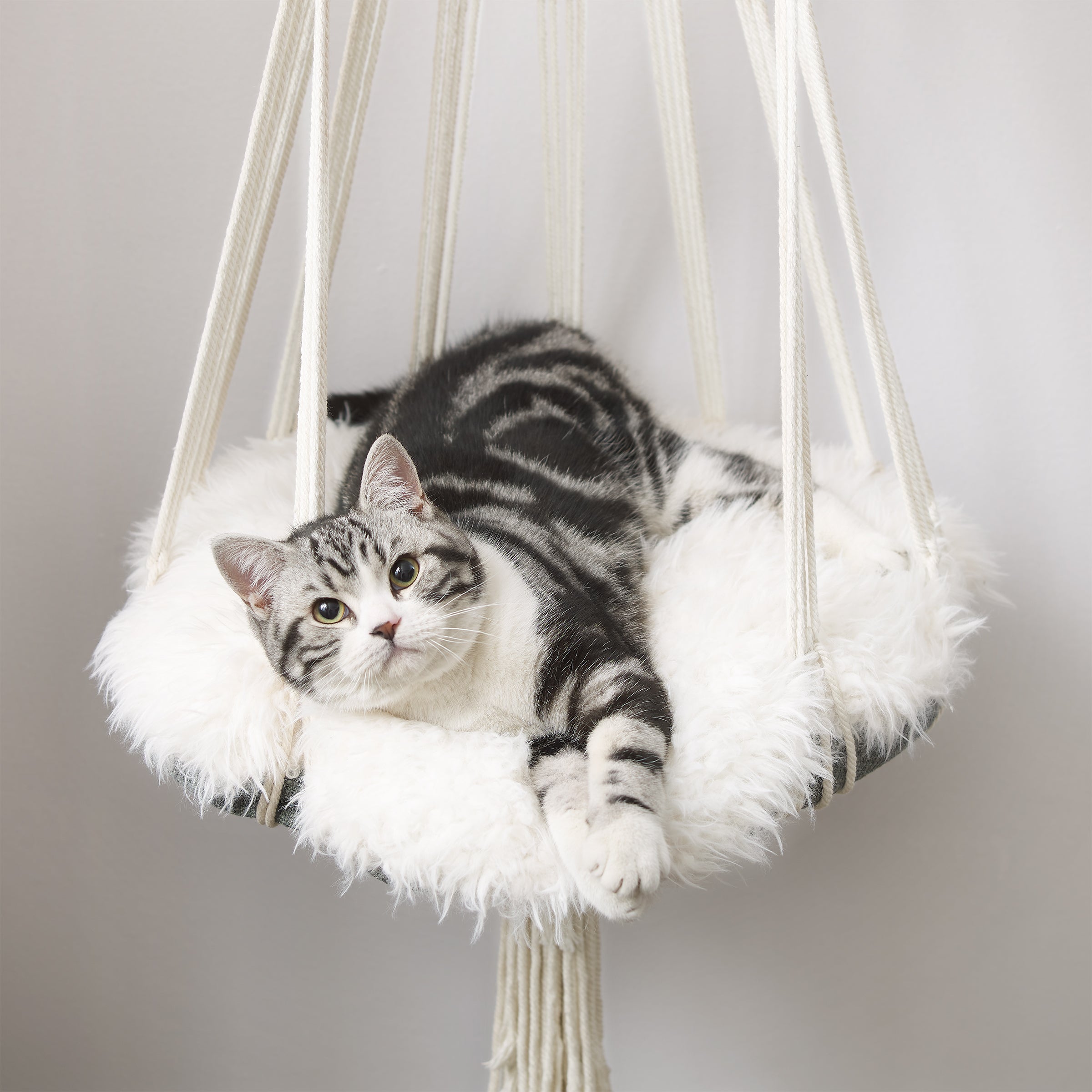 Lucy Macramé White Cat Tree
