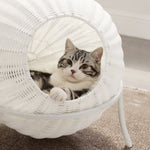 Nala Wicker Cat Condo in White