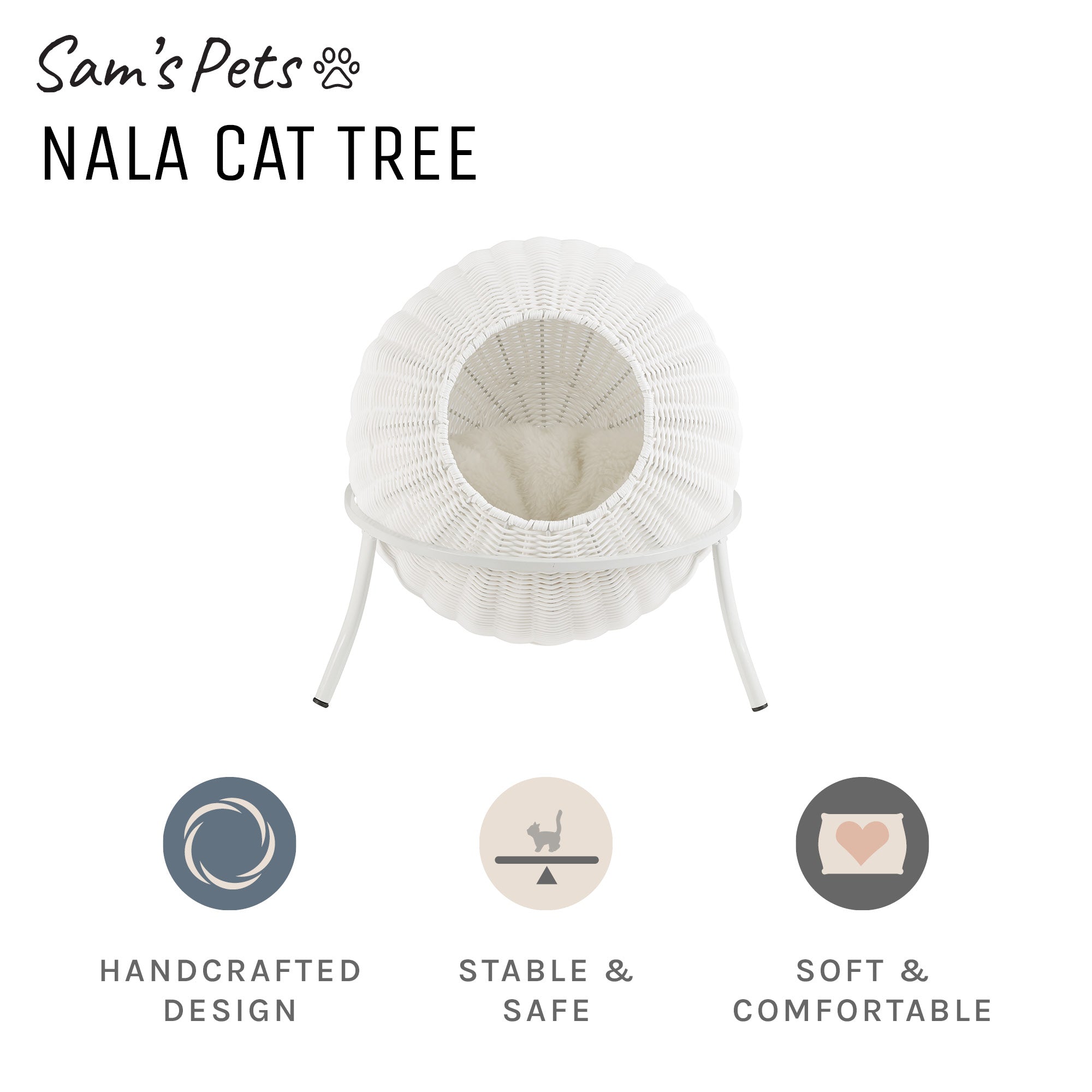 Nala Wicker Cat Condo in White